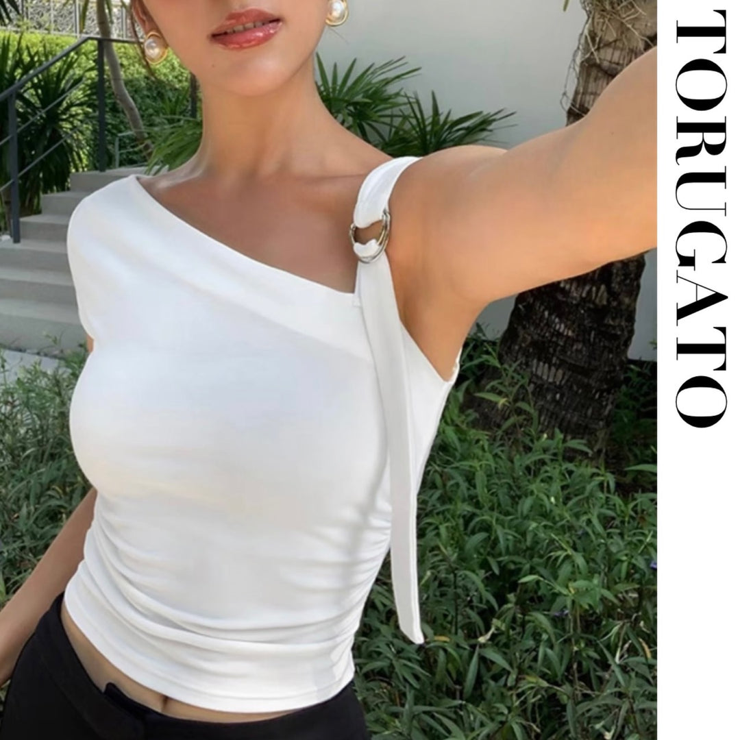 [Small Black, same-day shipping] One-sided belt loop top