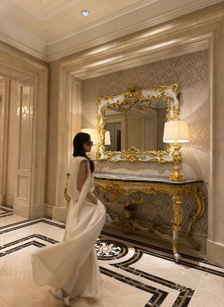 【3月末発送】Matte satin blouse with stole