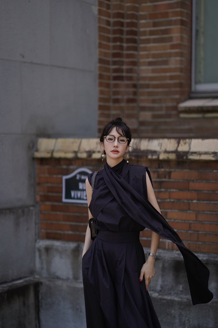 【3月末発送】Matte satin blouse with stole