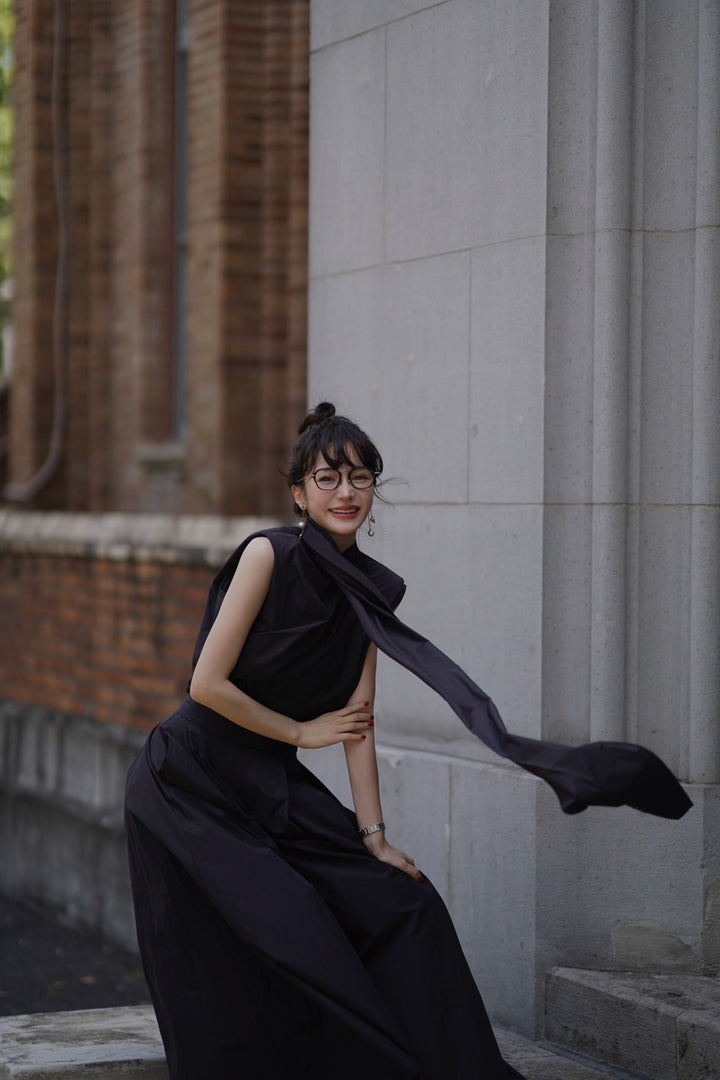 【3月末発送】Matte satin blouse with stole