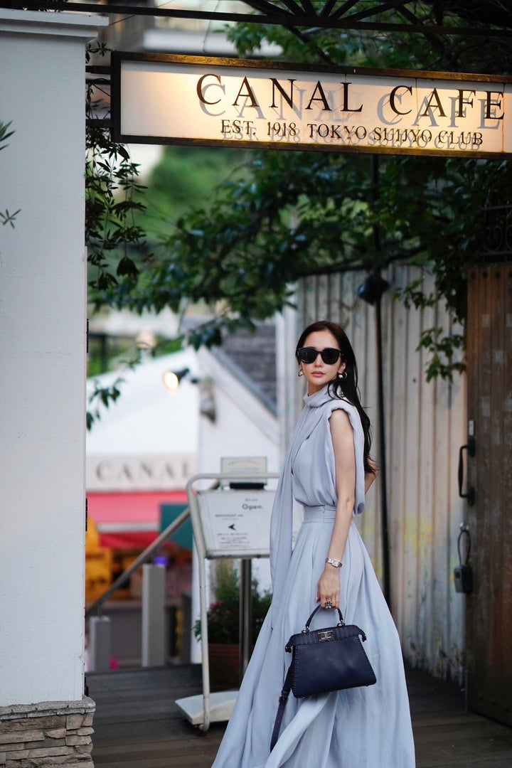 【3月末発送】Matte satin blouse with stole