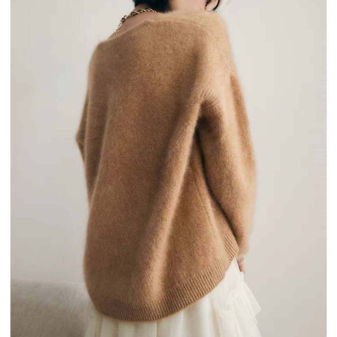 モヘアニット　茶　Ｖネック モヘアVネックニット – TORUGATO