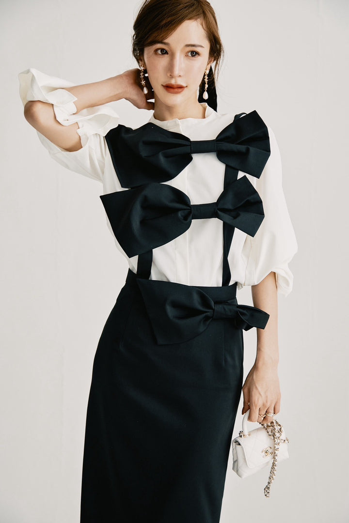 【即日発送】Multi-ribbonskirt