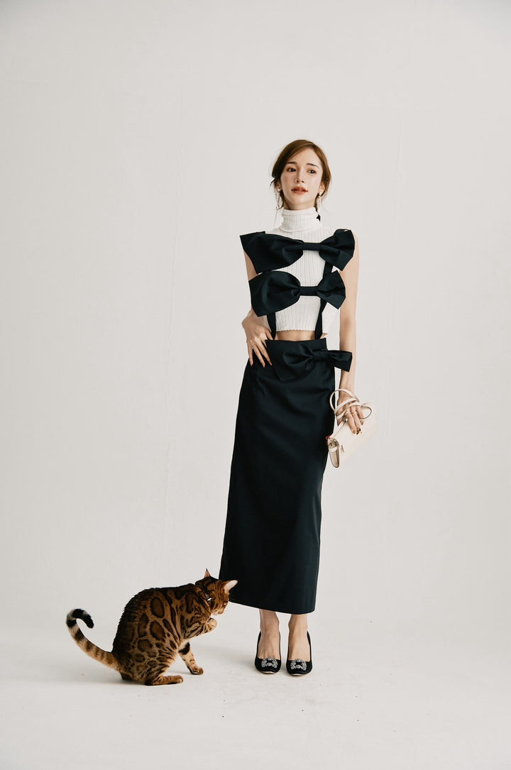 【即日発送】Multi-ribbonskirt