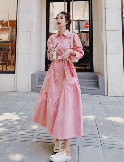 pink shirt dress