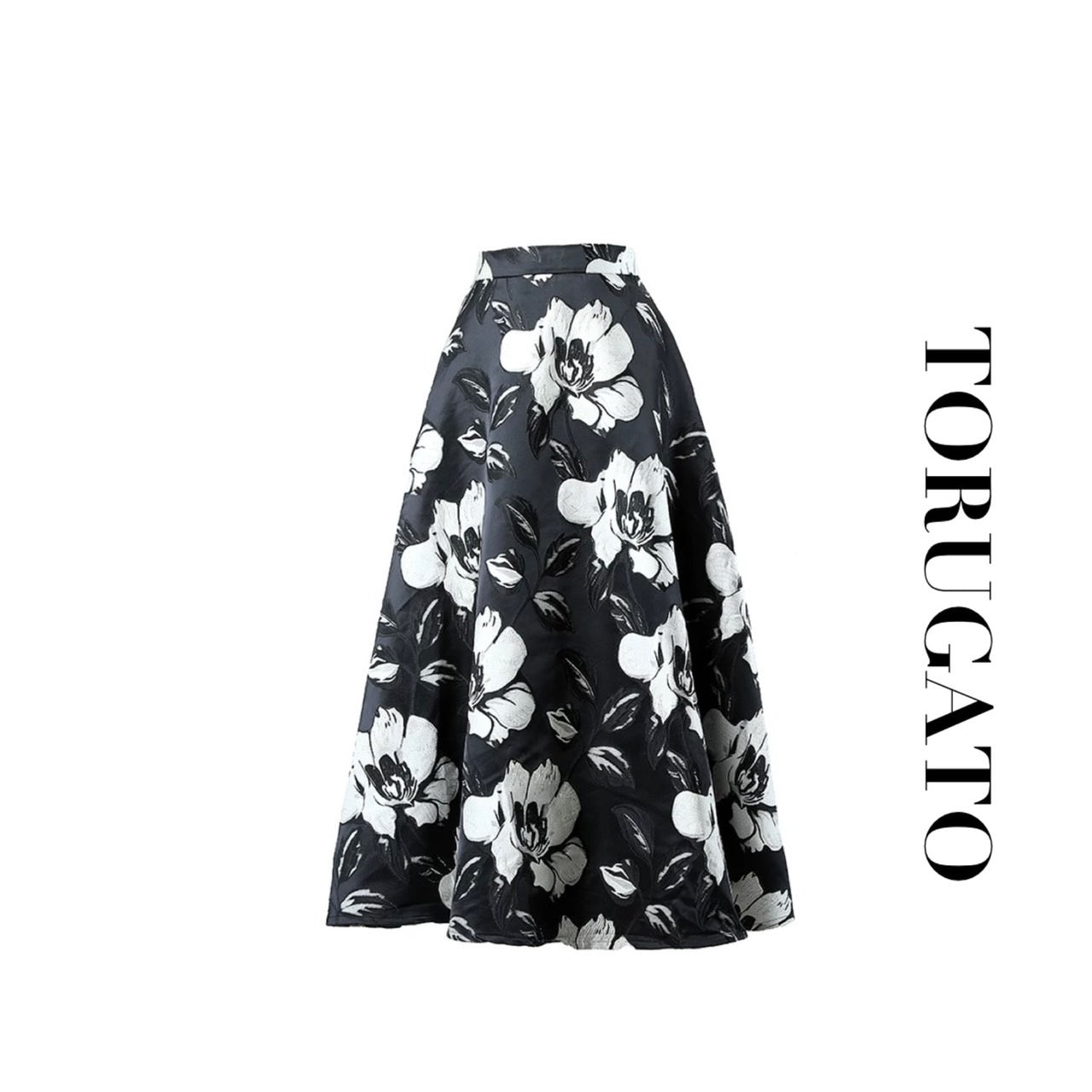 [S size same day delivery] Floral Jacquard Flare Skirt