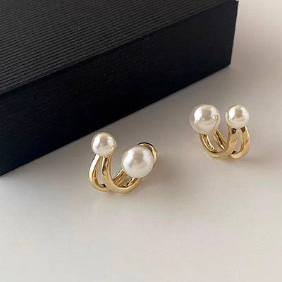 [Immediate shipment] Round pearl earrings (925 silver)