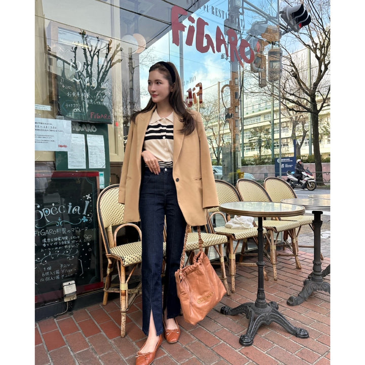 [M size same day shipping] Random border knit polo cardigan