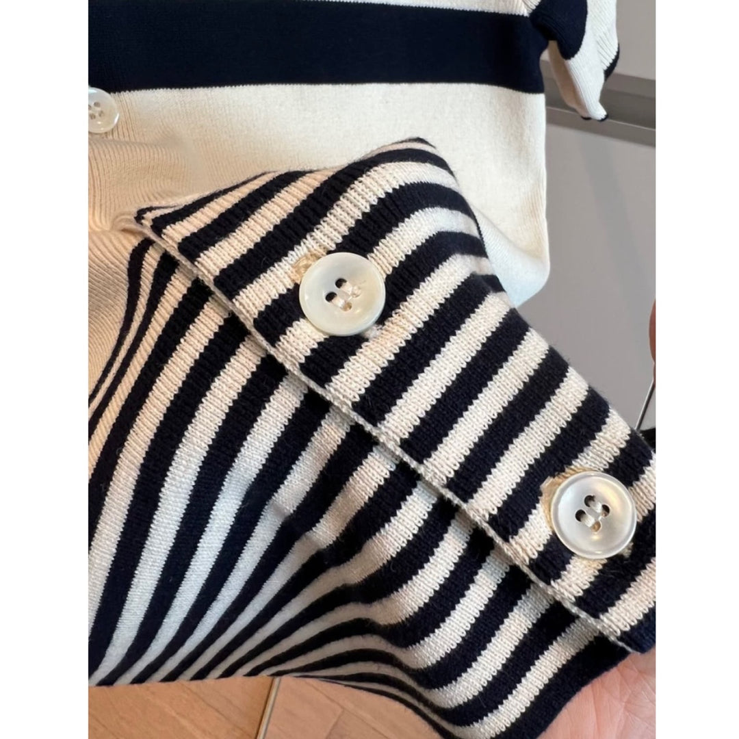 [M size same day shipping] Random border knit polo cardigan