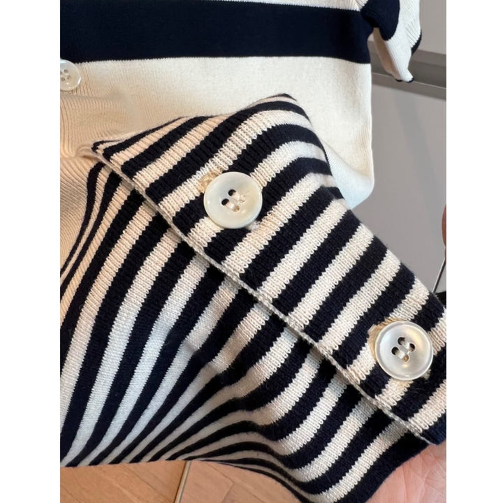 [M size same day shipping] Random border knit polo cardigan