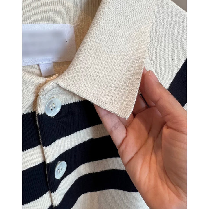 [M size same day shipping] Random border knit polo cardigan